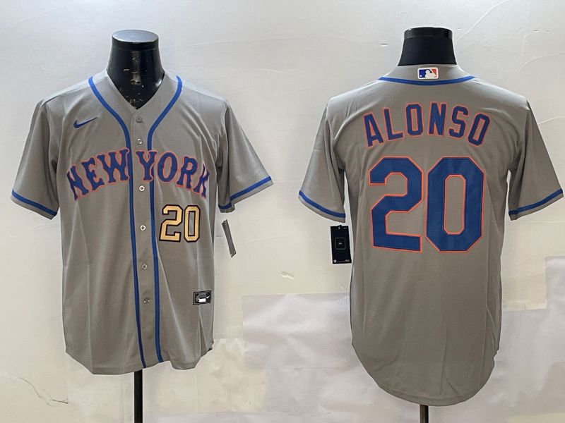 Men New York Mets 20 Alonso Grey Game 2025 Nike MLB Jersey style 5